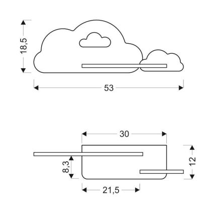 LED Väggbelysning Barnrum med Hylla CLOUD LED/5W/230V rosa/Vit
