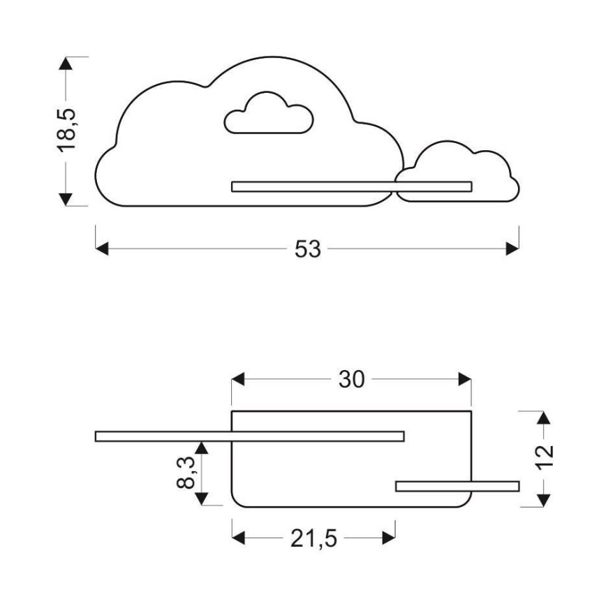 LED Väggbelysning Barnrum med Hylla CLOUD LED/5W/230V rosa/Vit