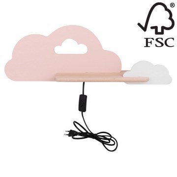 LED Väggbelysning Barnrum med Hylla CLOUD LED/5W/230V rosa/Vit