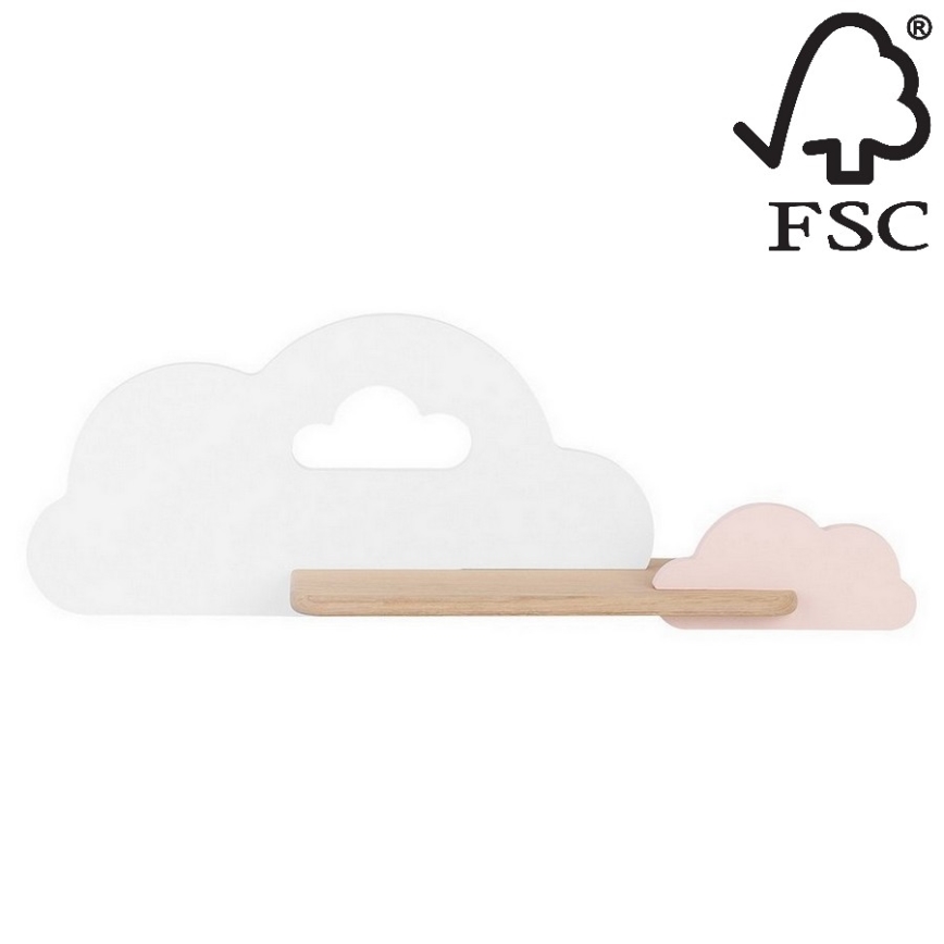 LED Väggbelysning Barnrum med Hylla CLOUD LED/5W/230V Vit/PINK
