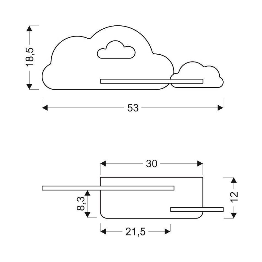 LED Väggbelysning Barnrum med Hylla CLOUD LED/5W/230V Vit/PINK