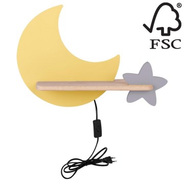 LED Väggbelysning Barnrum med Hylla MOON LED/5W/230V