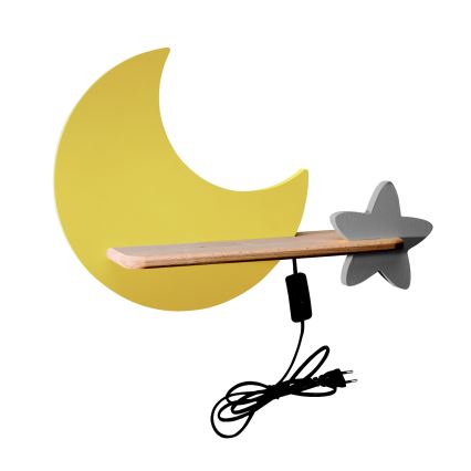 LED Väggbelysning Barnrum med Hylla MOON LED/5W/230V