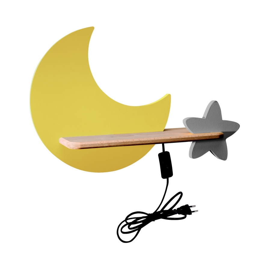 LED Väggbelysning Barnrum med Hylla MOON LED/5W/230V