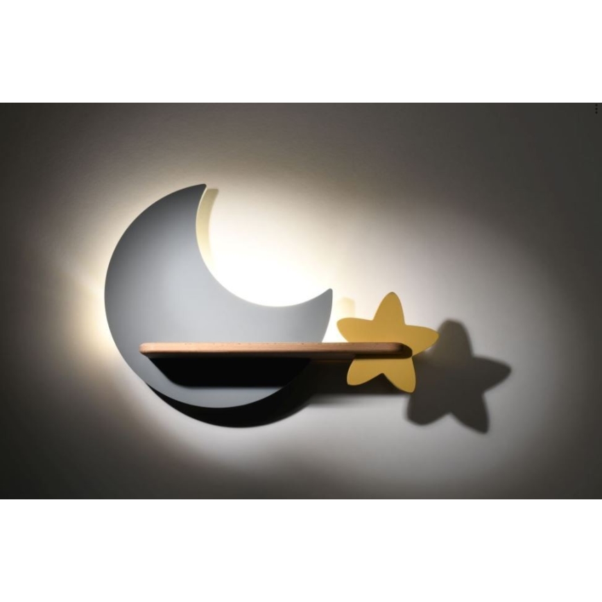 LED Väggbelysning Barnrum med Hylla MOON LED/5W/230V