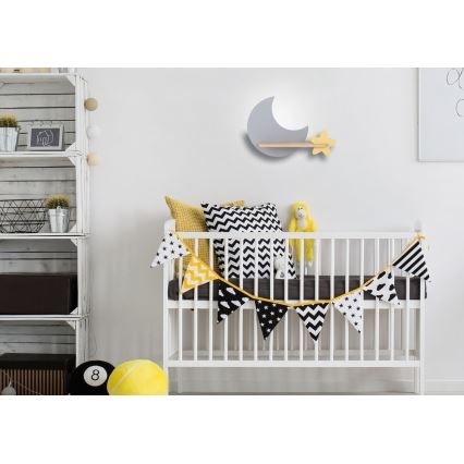 LED Väggbelysning Barnrum med Hylla MOON LED/5W/230V