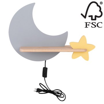 LED Väggbelysning Barnrum med Hylla MOON LED/5W/230V