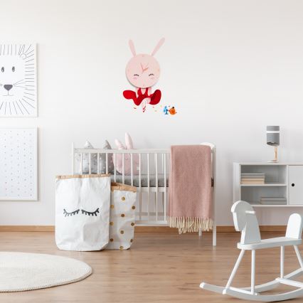 LED Väggbelysning Barnrum med klocka LED/1W/3xAAA hare