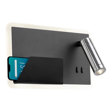 LED väggbelysning BOARD LED/7,8W/230V + LED/3W svart/skinande krom