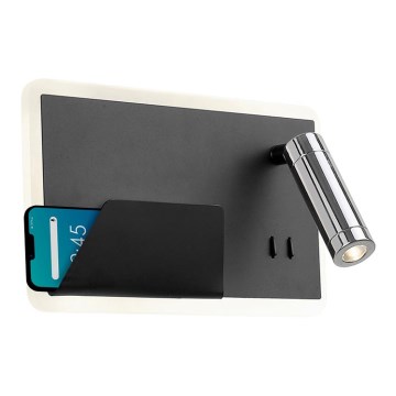 LED väggbelysning BOARD LED/7,8W/230V + LED/3W svart/skinande krom