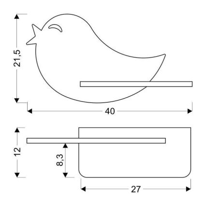 LED-väggbelysning för barn med en shelf BIRD LED/5W/230V rosa/trä - FSC certifierade
