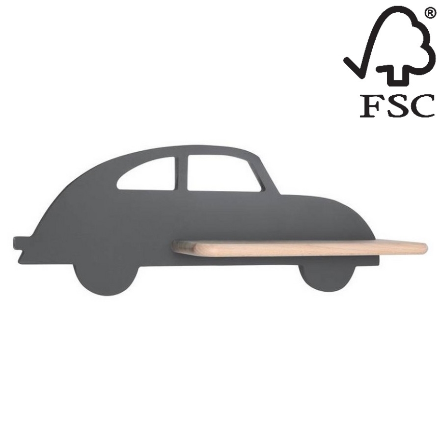 LED-väggbelysning för barn med en shelf CAR LED/5W/230V grå/trä - FSC certifierade