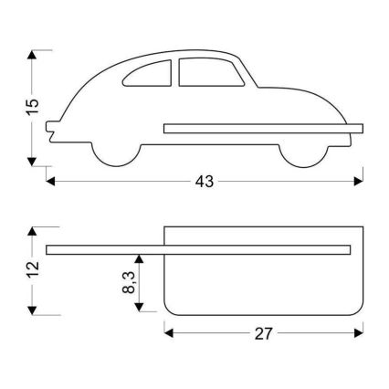 LED-väggbelysning för barn med en shelf CAR LED/5W/230V grå/trä - FSC certifierade
