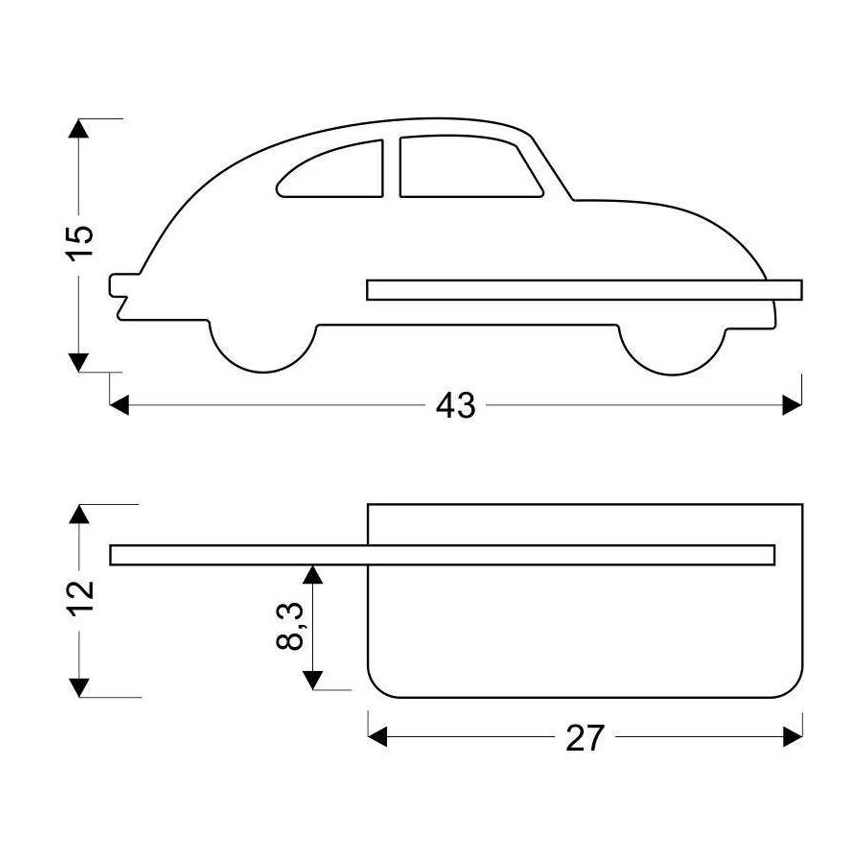 LED-väggbelysning för barn med en shelf CAR LED/5W/230V grå/trä - FSC certifierade