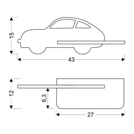 LED-väggbelysning för barn med en shelf CAR LED/5W/230V grön/trä - FSC certifierade