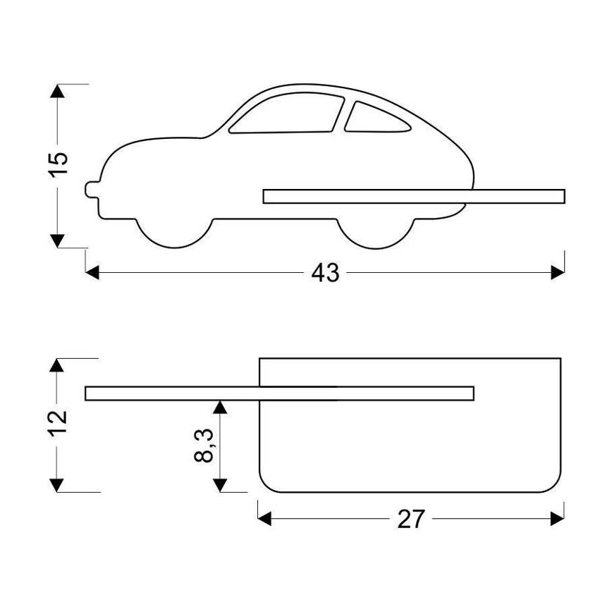 LED-väggbelysning för barn med en shelf CAR LED/5W/230V grön/trä - FSC certifierade