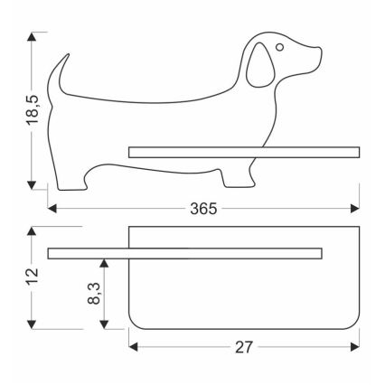 LED-väggbelysning för barn med en shelf DOG LED/5W/230V svart/trä - FSC certifierade