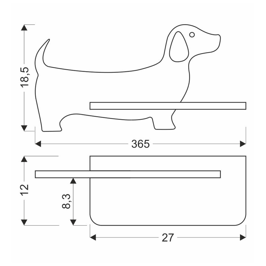 LED-väggbelysning för barn med en shelf DOG LED/5W/230V svart/trä - FSC certifierade
