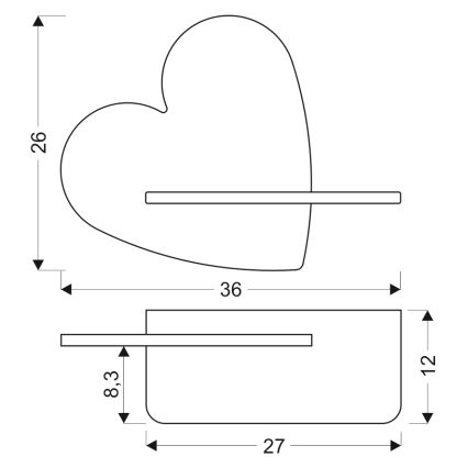 LED-väggbelysning för barn med en shelf HEART LED/5W/230V rosa/trä - FSC certifierade