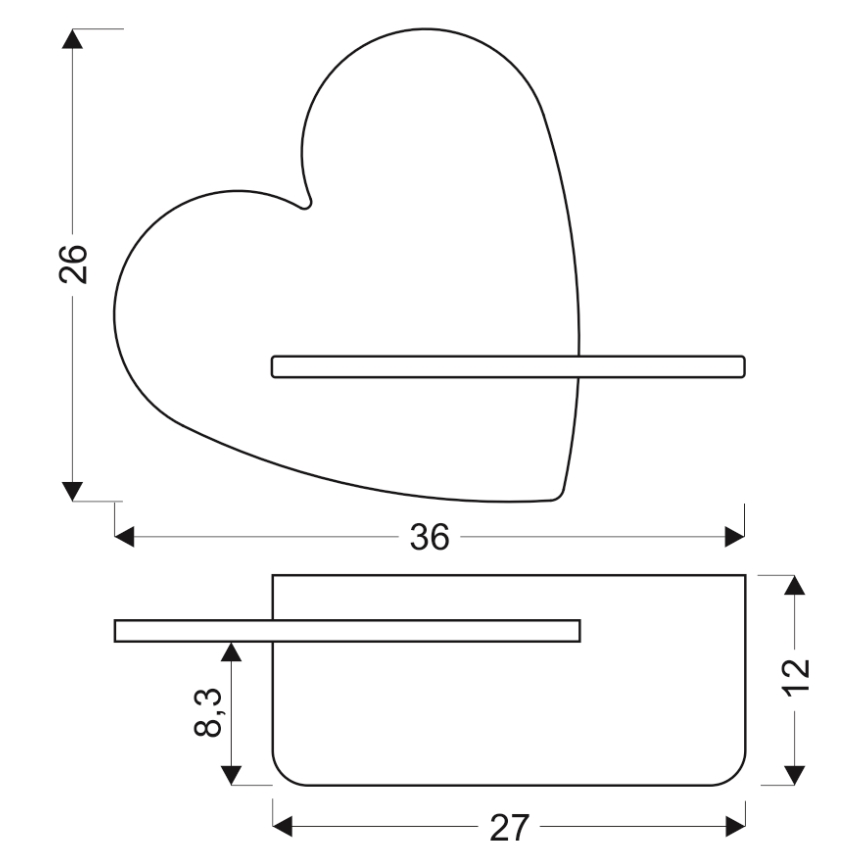 LED-väggbelysning för barn med en shelf HEART LED/5W/230V rosa/trä - FSC certifierade