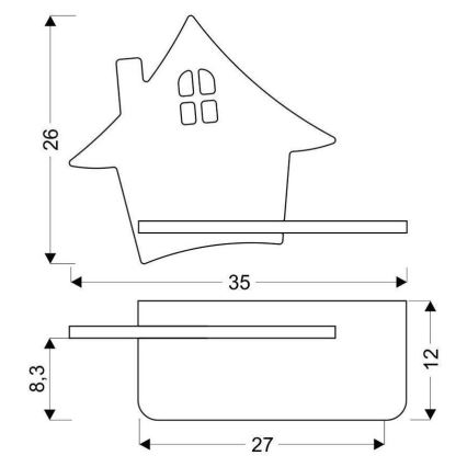 LED-väggbelysning för barn med en shelf HOUSE LED/4W/230V grå/trä - FSC certifierade