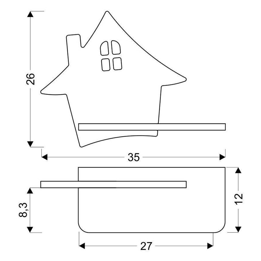 LED-väggbelysning för barn med en shelf HOUSE LED/4W/230V grå/trä - FSC certifierade