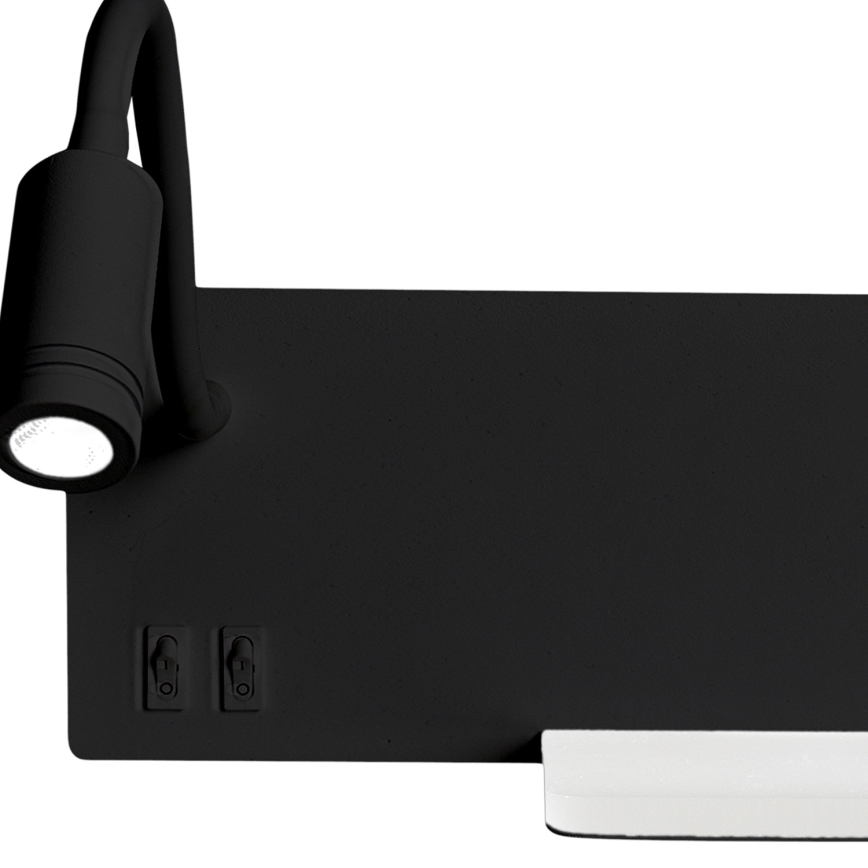 LED Väggbelysning Hylla 1xLED/4W+1xLED/5W+1xLED/2W/230V svart