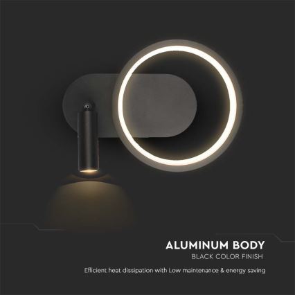 LED väggbelysning LED/14W/230V 3000K svart