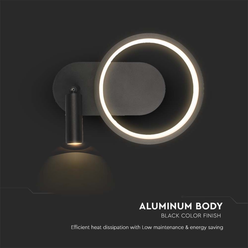 LED väggbelysning LED/14W/230V 3000K svart
