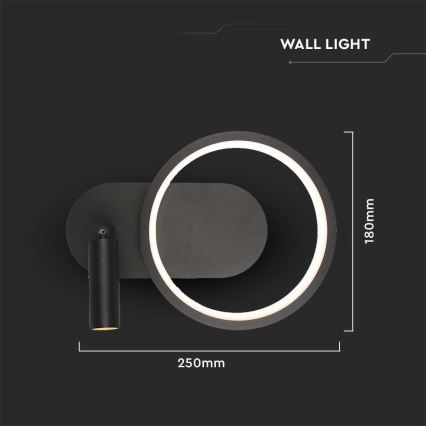 LED väggbelysning LED/14W/230V 3000K svart