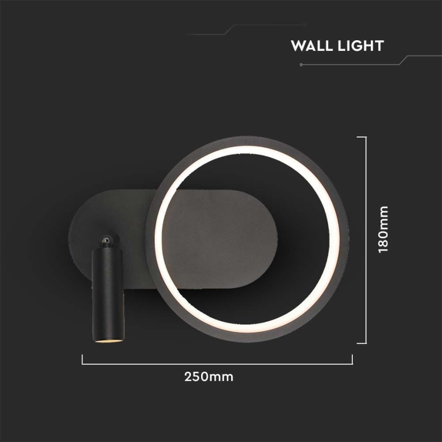 LED väggbelysning LED/14W/230V 3000K svart