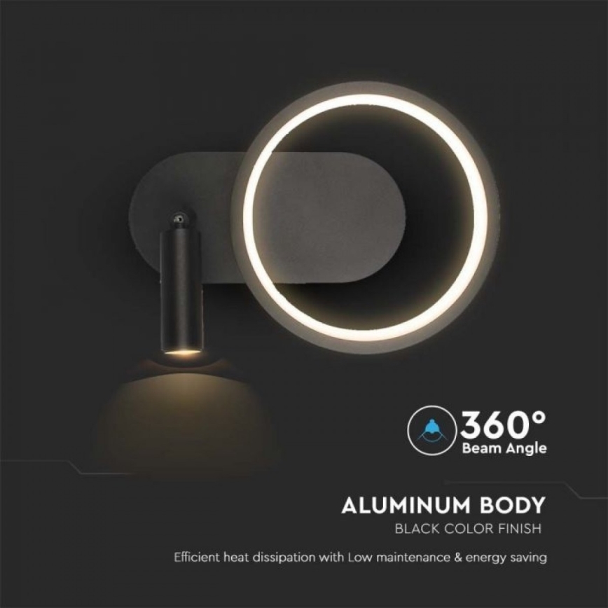 LED väggbelysning LED/14W/230V 4000K svart