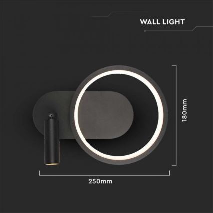 LED väggbelysning LED/14W/230V 4000K svart