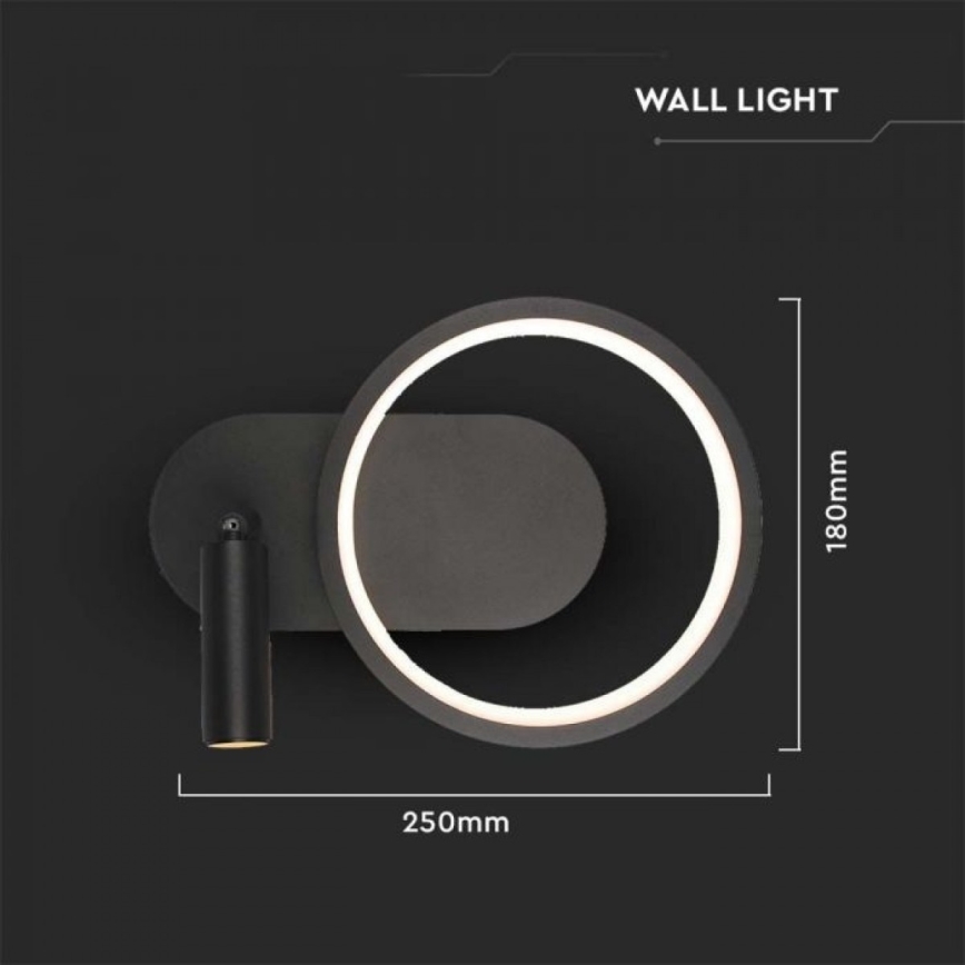 LED väggbelysning LED/14W/230V 4000K svart