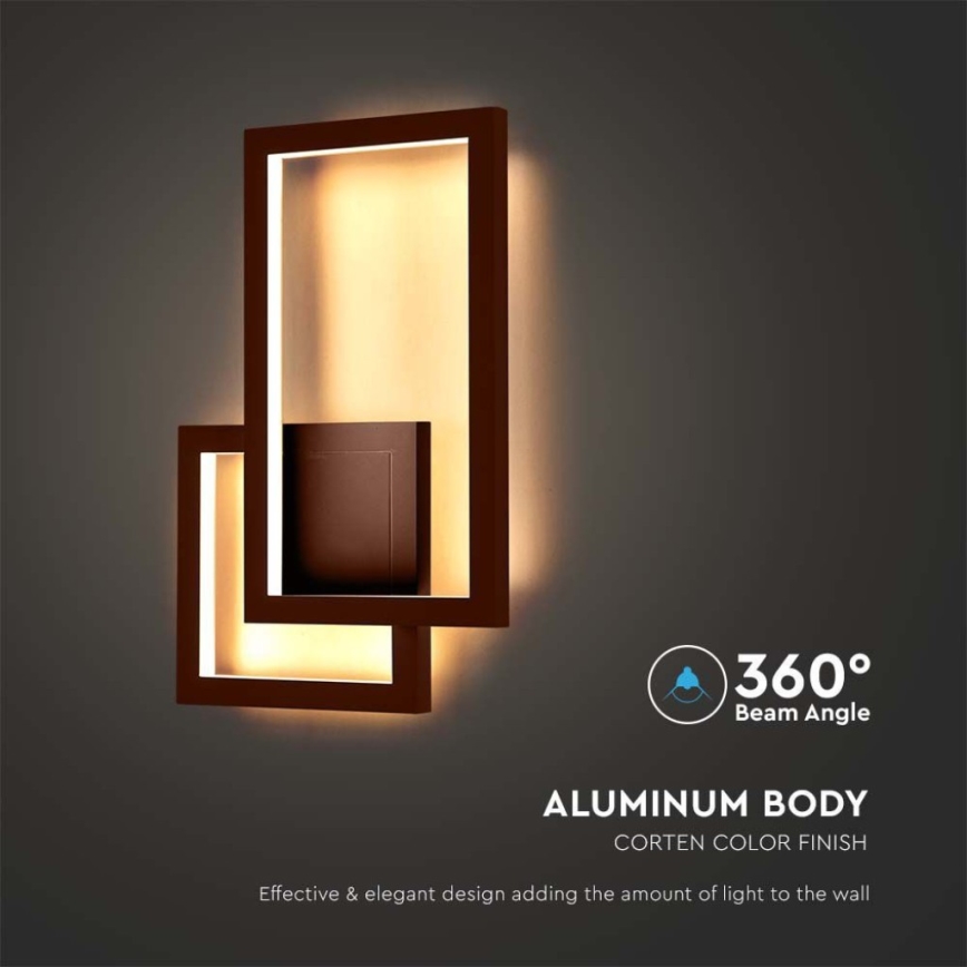 LED väggbelysning LED/20W/230V 3000K brun
