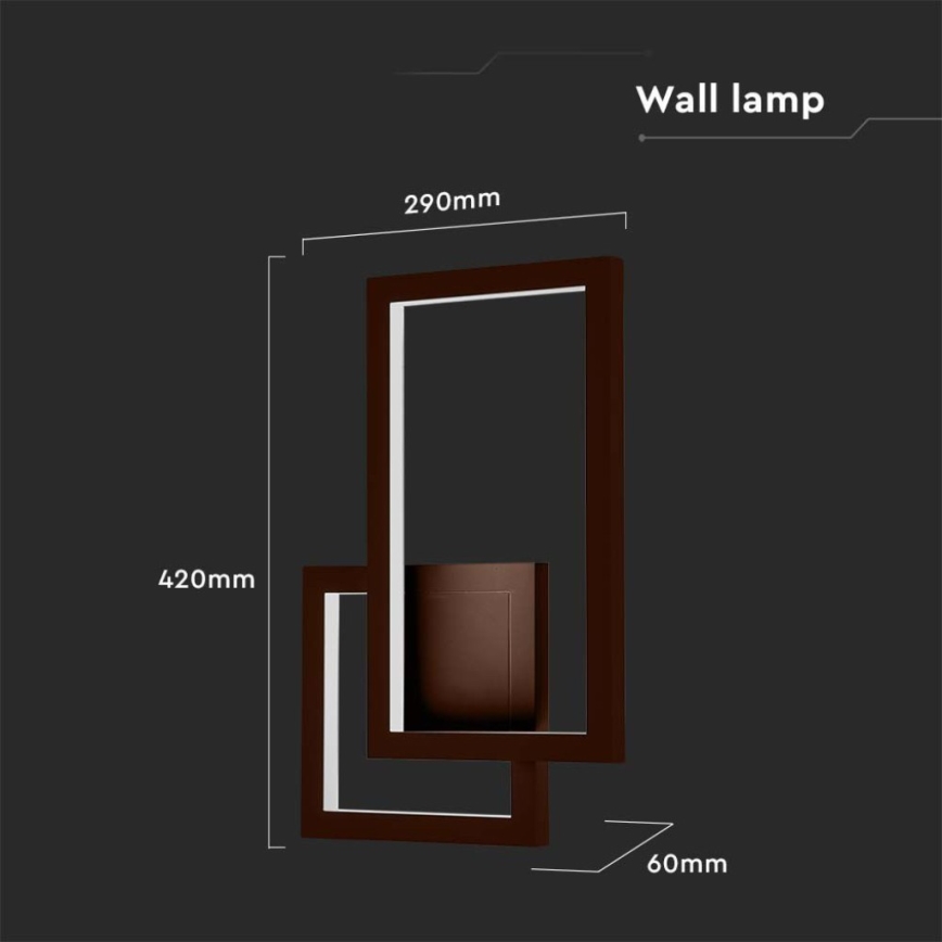 LED väggbelysning LED/20W/230V 3000K brun