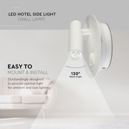 LED väggbelysning LED/3W/230V + LED/6W/230V 3000K vit