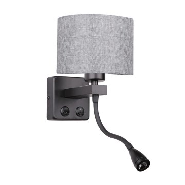 LED Väggbelysning POLO 1xE27/40W+LED/2W 230V svart