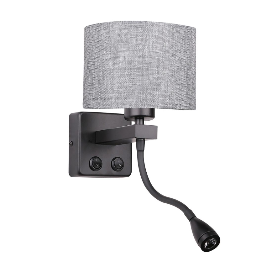 LED Väggbelysning POLO 1xE27/40W+LED/2W 230V svart