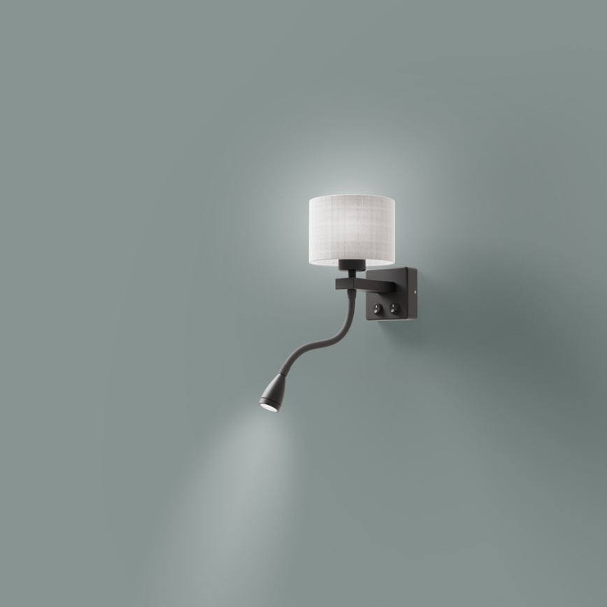LED Väggbelysning POLO 1xE27/40W+LED/2W 230V svart