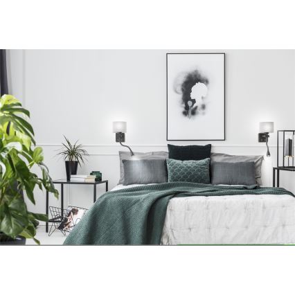LED Väggbelysning POLO 1xE27/40W+LED/2W 230V svart