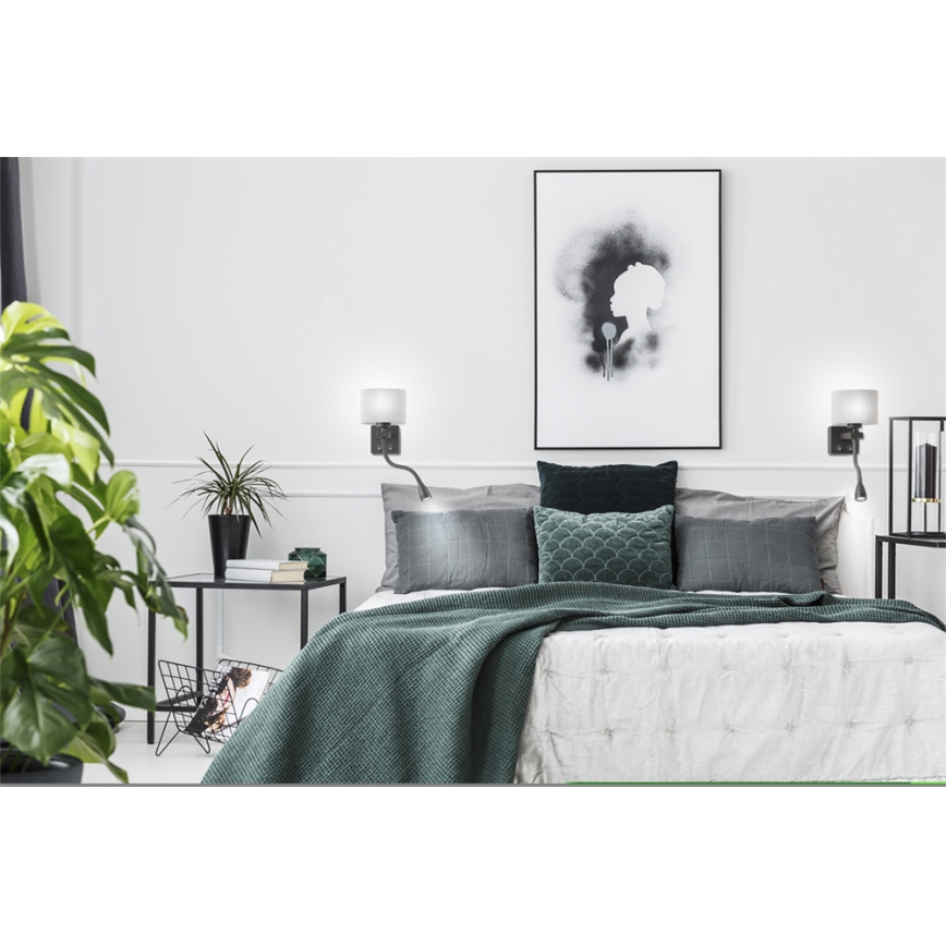 LED Väggbelysning POLO 1xE27/40W+LED/2W 230V svart