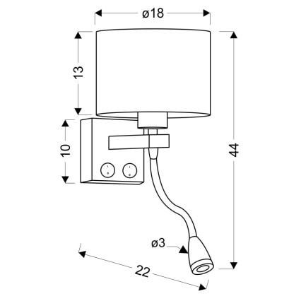 LED Väggbelysning POLO 1xE27/40W+LED/2W 230V svart