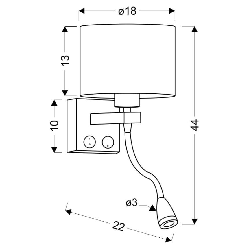 LED Väggbelysning POLO 1xE27/40W+LED/2W 230V svart