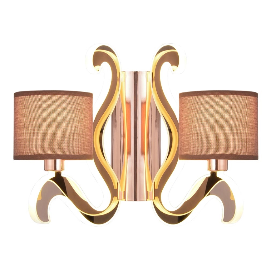 LED Vägglampa AMBROSIA 2xE14/40W/230V + LED/12,3W koppar