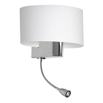 LED vägglampa CASINO 1xE27/60W/230V + LED/1W/230V vit