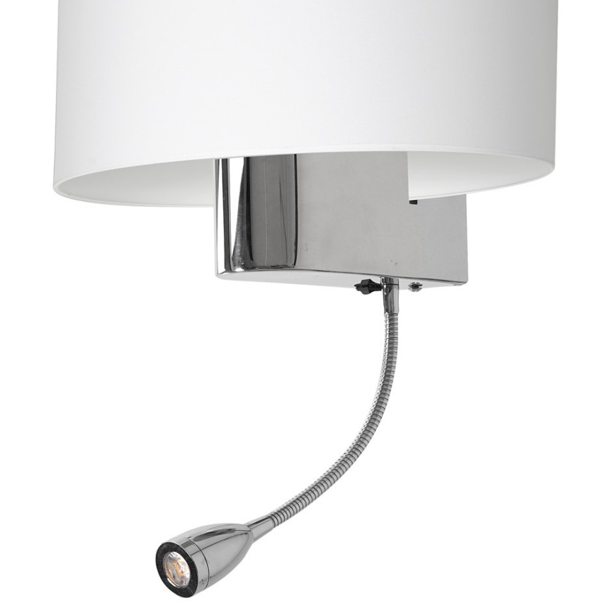 LED vägglampa CASINO 1xE27/60W/230V + LED/1W/230V vit