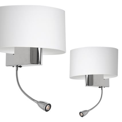 LED vägglampa CASINO 1xE27/60W/230V + LED/1W/230V vit