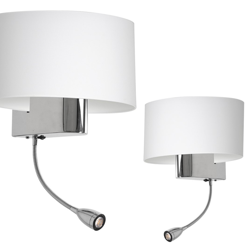 LED vägglampa CASINO 1xE27/60W/230V + LED/1W/230V vit