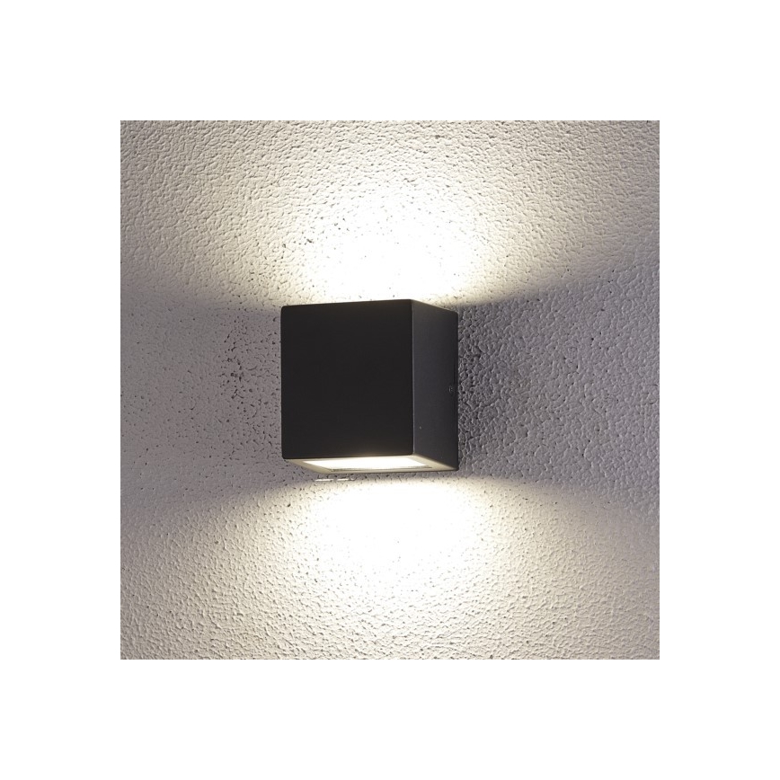 LED vägglampa för utomhusbruk 2xLED/5W/230V 4000K IP54 svart